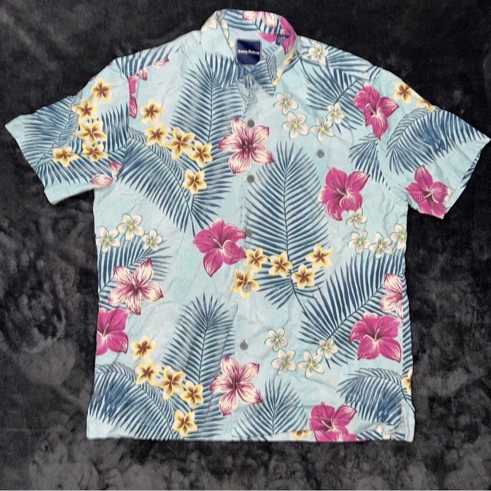 Tommy Bahama Blue Floral Button Down Shirt Large